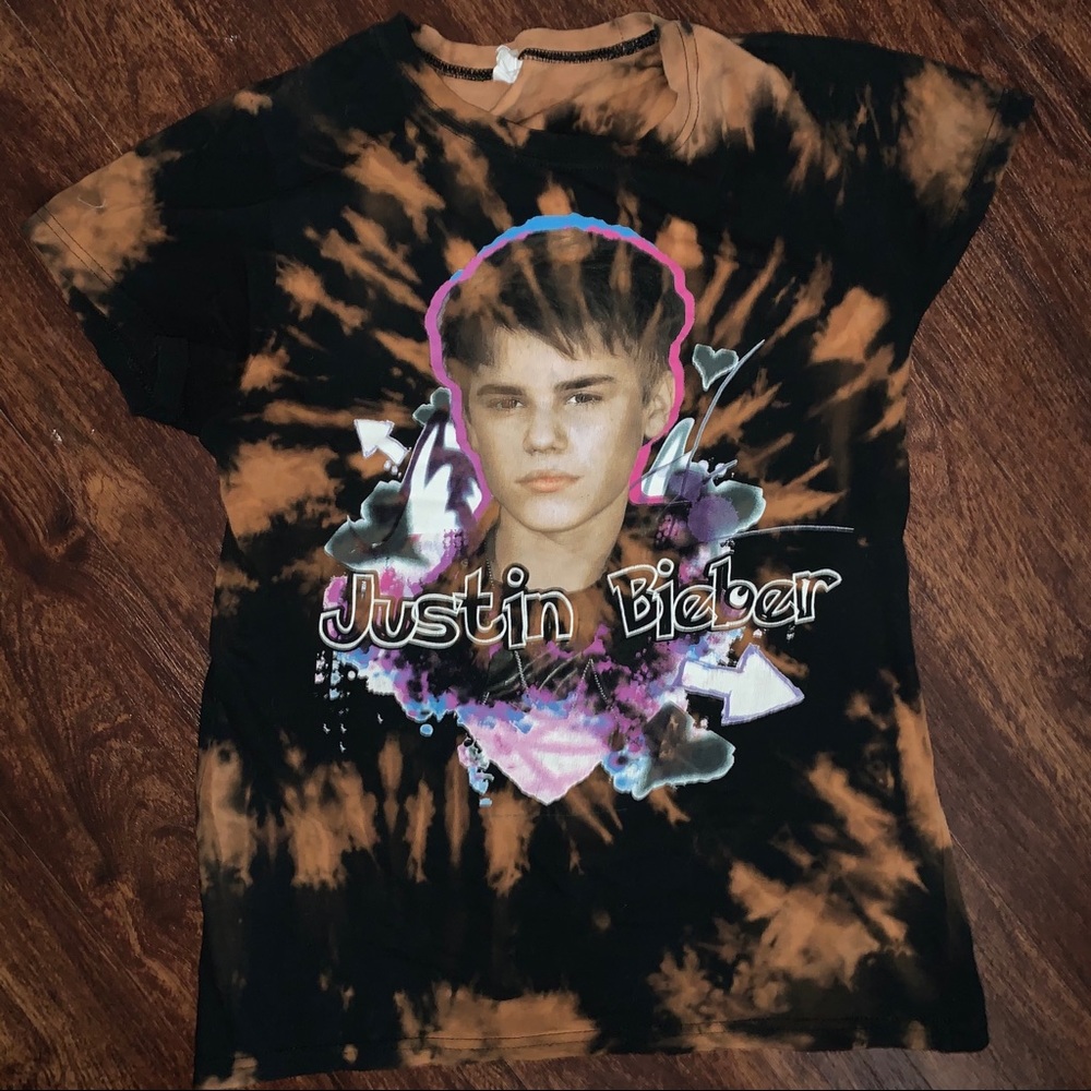 Custom Bleach Dye Justin Bieber Tee Shirt